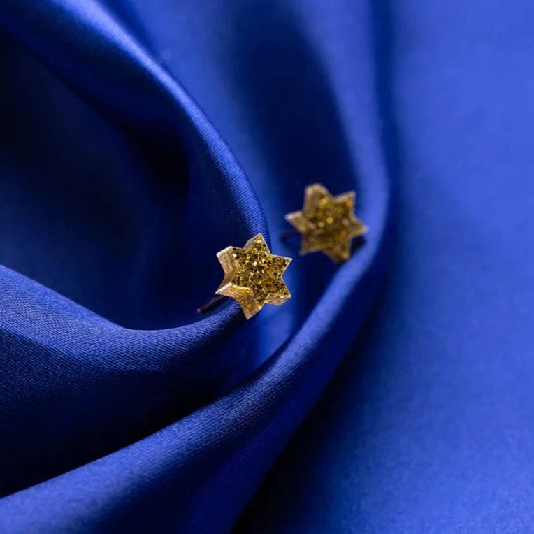 Ariel Tidhar - Mini Magen David Earrings - Light Gold Glitter - ModernTribe
