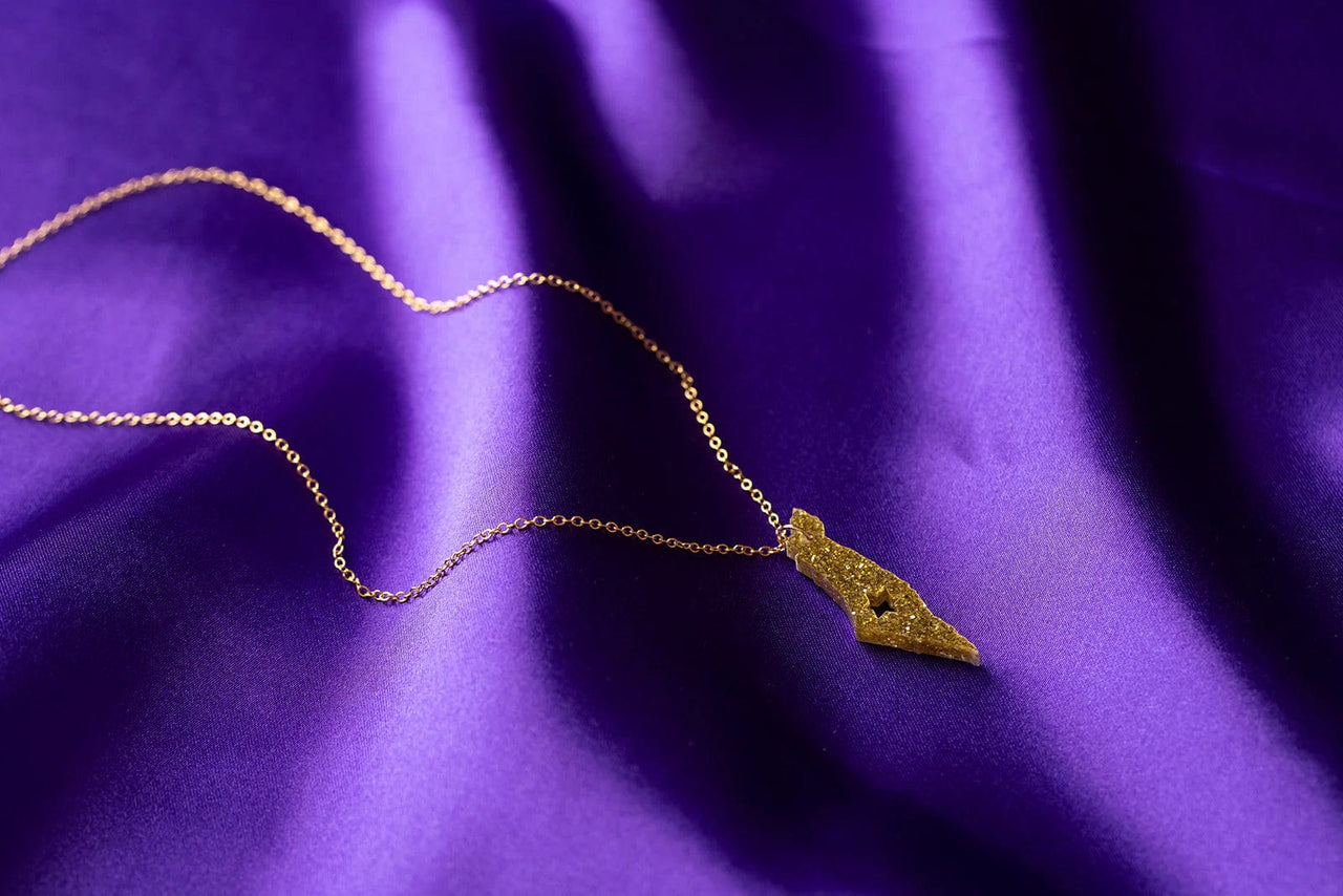 Ariel Tidhar - Gold Glitter Israel Necklace with Star of David - ModernTribe