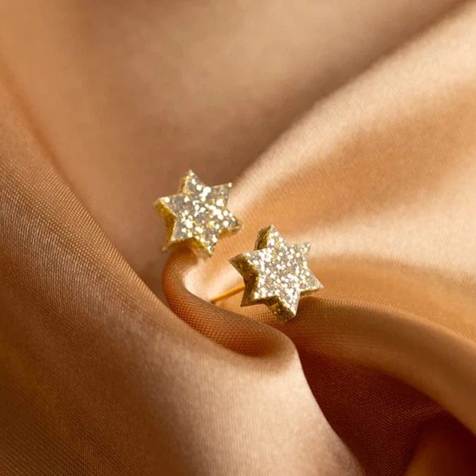 Ariel Tidhar - Mini Magen David Earrings - Light Gold Glitter - ModernTribe