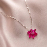 Ariel Tidhar Necklaces Micro Floating Magen David Necklace - Magenta