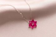 Ariel Tidhar Necklaces Micro Floating Magen David Necklace - Magenta