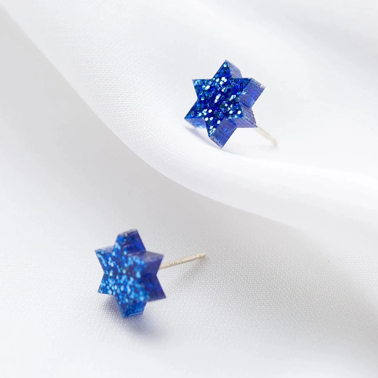 Ariel Tidhar Earrings Blue Mini Magen Studs - Midnight Blue Glitter