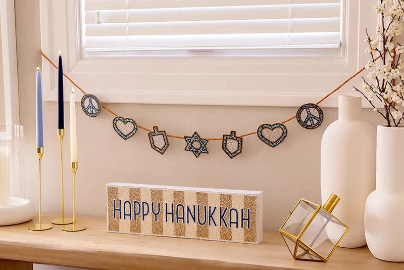 Adara Rituals Decorations Nava Happy Hanukkah Beaded Sign