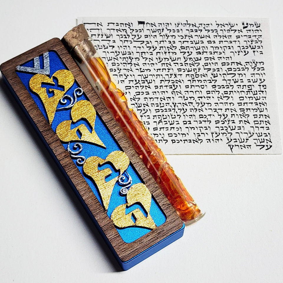 Glenn Grubard Designs - Ahava Smash Glass Mezuzah by Glenn Grubard - (Black or Blue) - ModernTribe