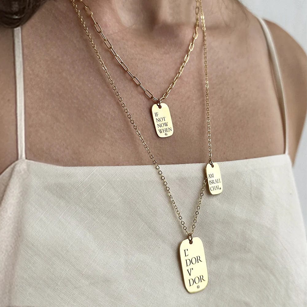 Miriam Merenfeld Jewelry - MMJ My Way ID Tag Necklace with Diamond - Choice of Statement - (Sterling Silver or Gold - Plated) - ModernTribe
