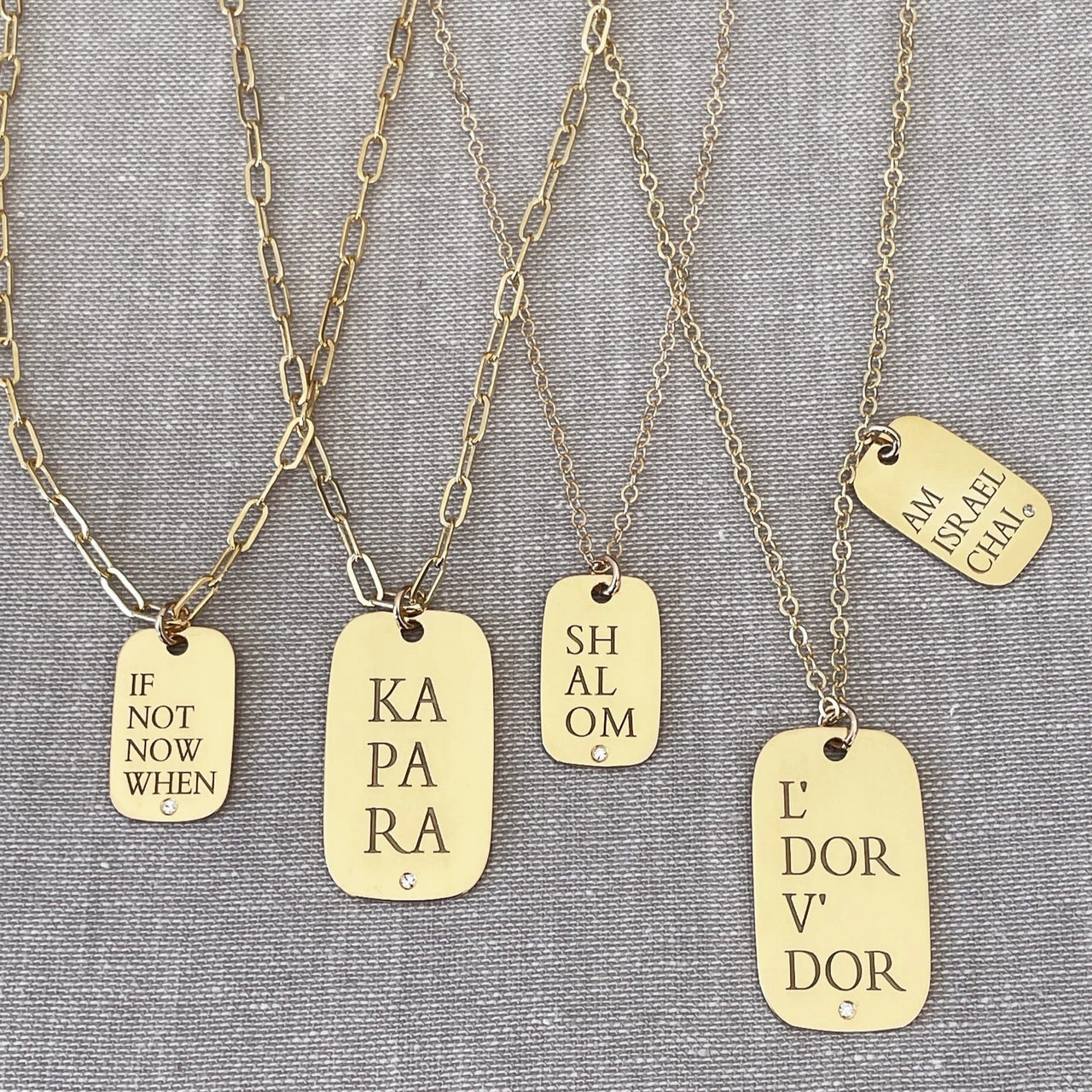 Miriam Merenfeld Jewelry - MMJ My Way ID Tag Necklace with Diamond - Choice of Statement - (Sterling Silver or Gold - Plated) - ModernTribe