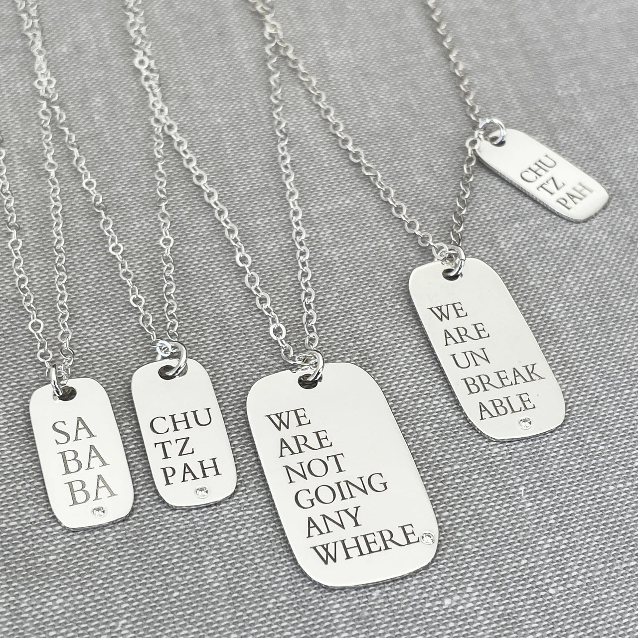 Miriam Merenfeld Jewelry - MMJ My Way ID Tag Necklace with Diamond - Choice of Statement - (Sterling Silver or Gold - Plated) - ModernTribe