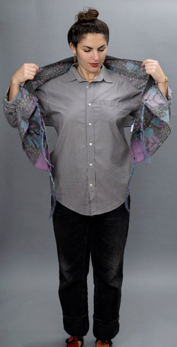 Elly Bovarnick Studios Tallises Youthful Aqua, Purple and Tan Pomegranates Cotton Tallit