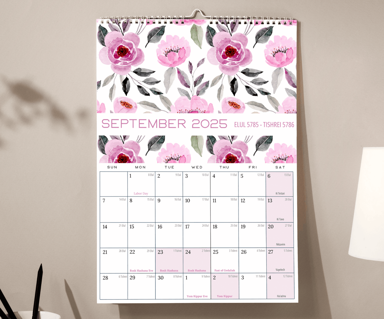 The Verse - Floral Jewish Wall Calendar 2025 - 2026 (5786) - ModernTribe