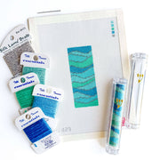 Allison Ivy - Atlantic Waves Hand - Painted Needlepoint Mezuzah Kit - ModernTribe