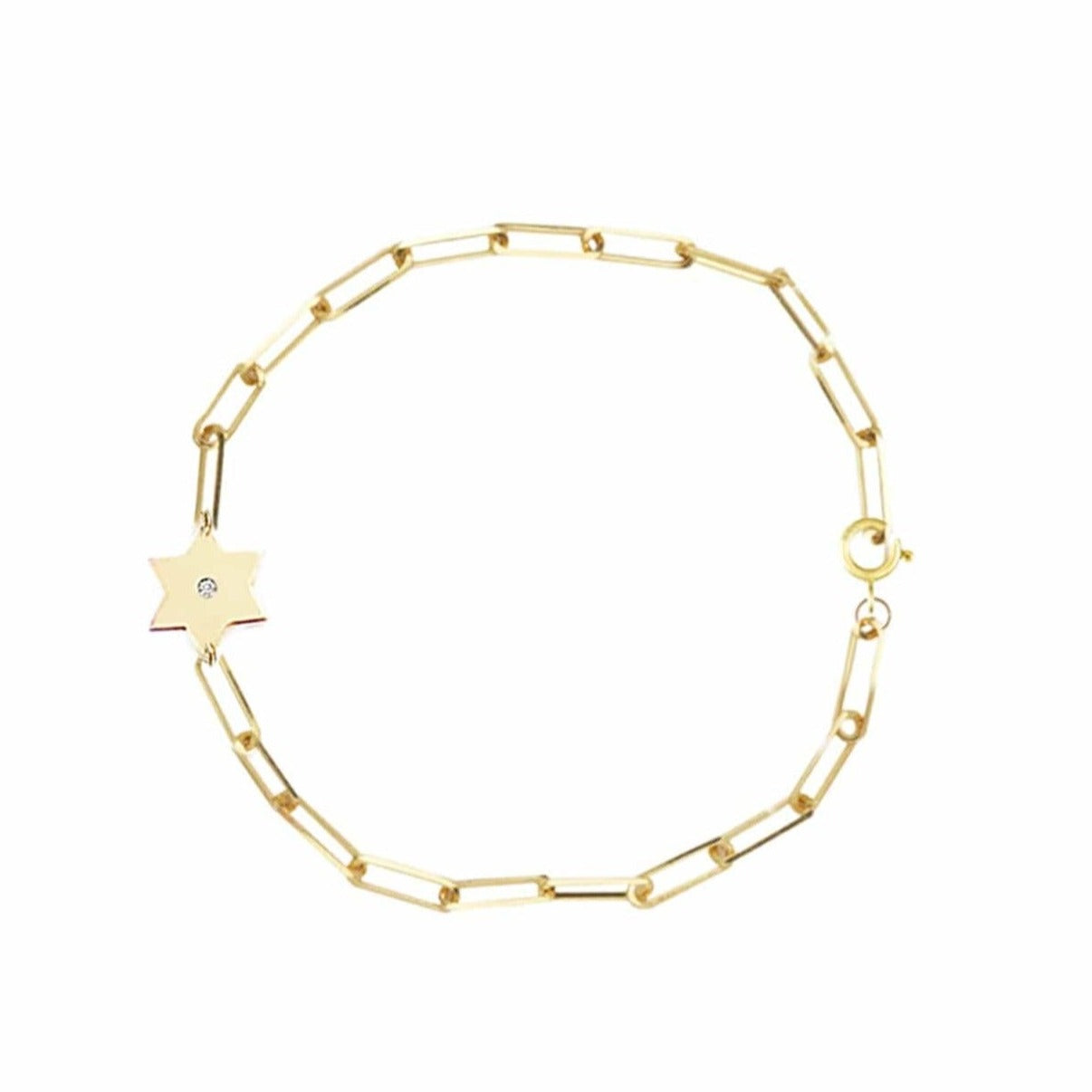 Miriam Merenfeld Jewelry Bracelets Gold Vermeil / 6.5" Dani Star of David Diamond Paperclip Bracelet - Sterling Silver, Gold Vermeil or Two-Tone