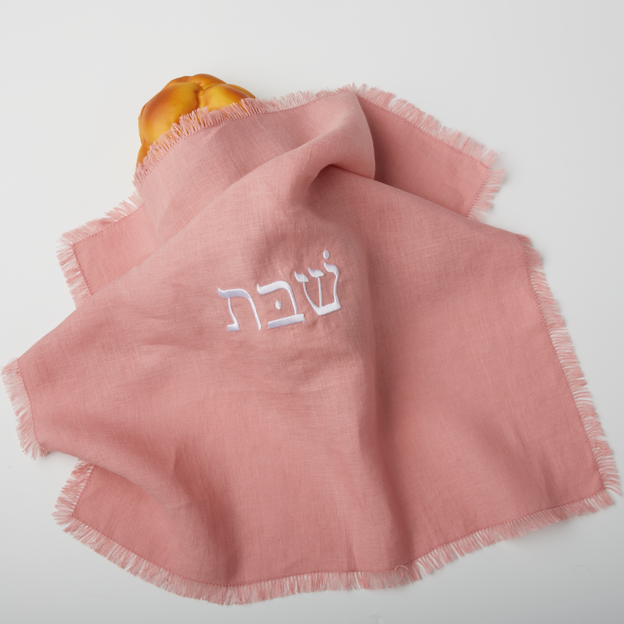Oneg Challah Covers Embroidered Linen Challah Cover - Dusty Rose