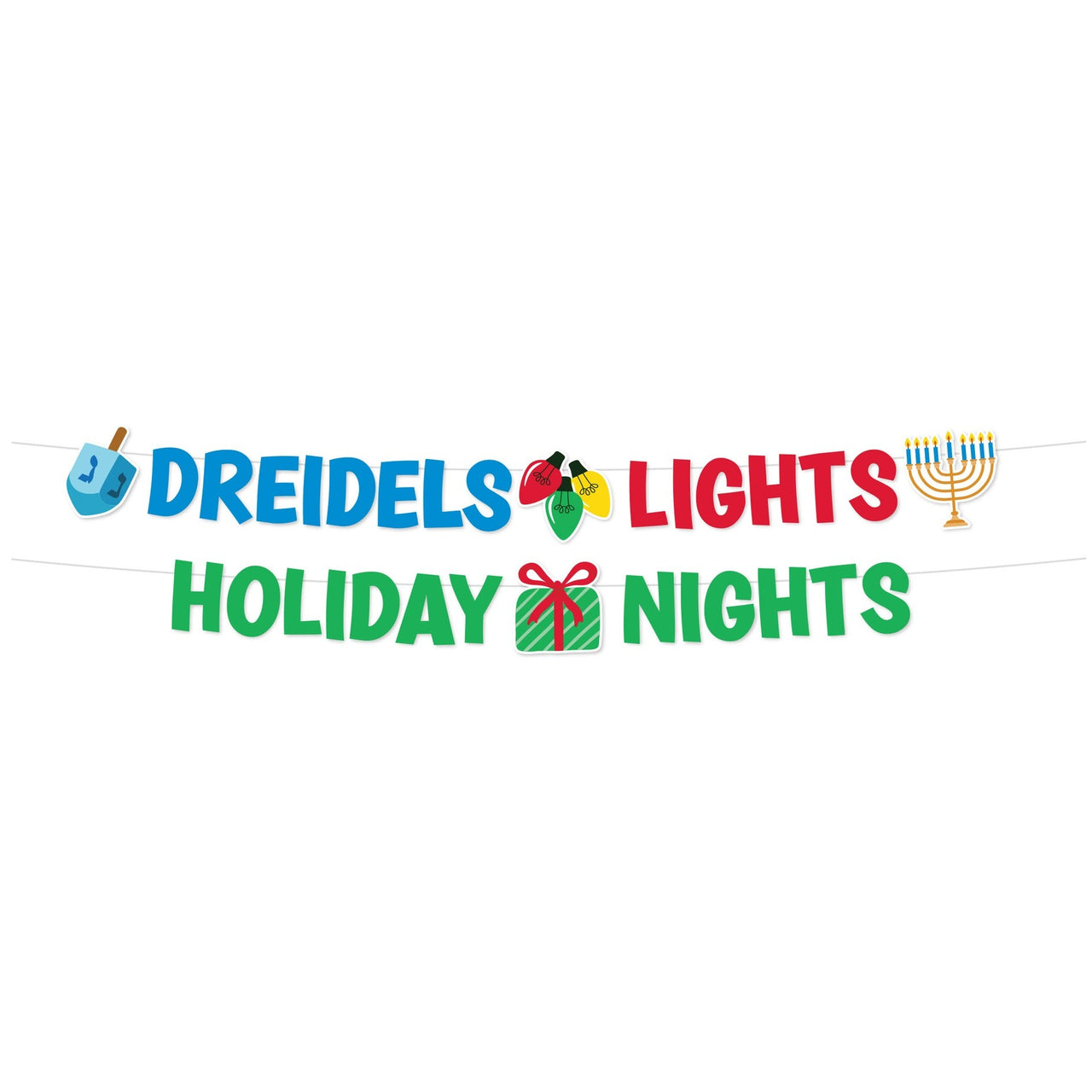 Chrismukkah 2pc Banner - Dreidels, Lights, Holiday Nights