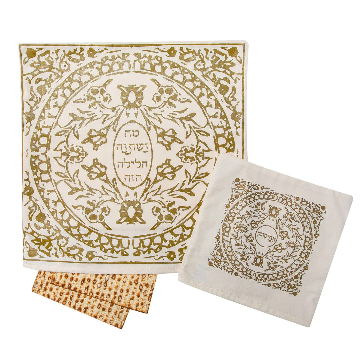 Barbara Shaw - Gold Mosaic - Themed Cotton Matzah Cover and Afikoman Set - ModernTribe