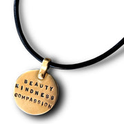 Marla Studio - Beauty, Kindness, Compassion Leather Cord Necklace by Marla Studio - Bronze - ModernTribe