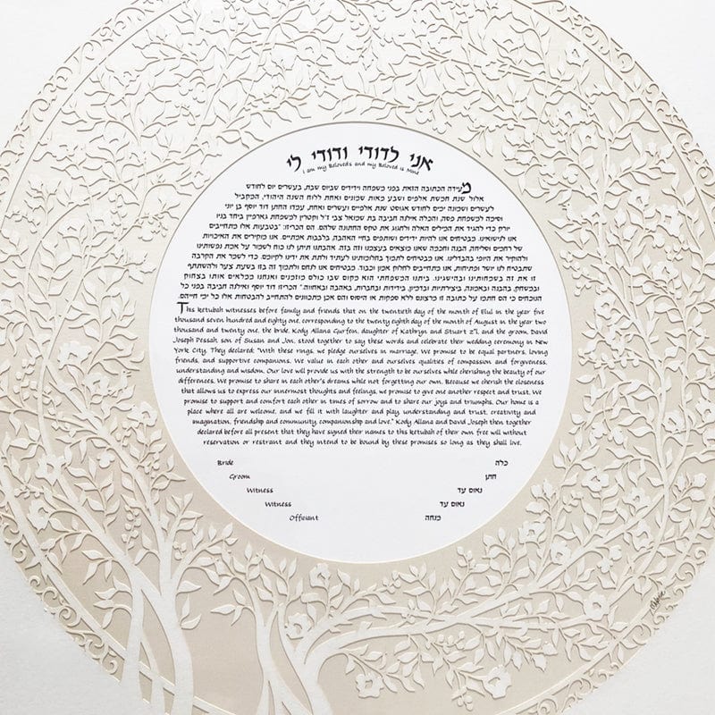 Melanie Dankowicz Ketubahs No Personalized Text (Blank) / Opal Blooming Tree Ketubah Circle by Melanie Dankowicz - (Choice of Colors)