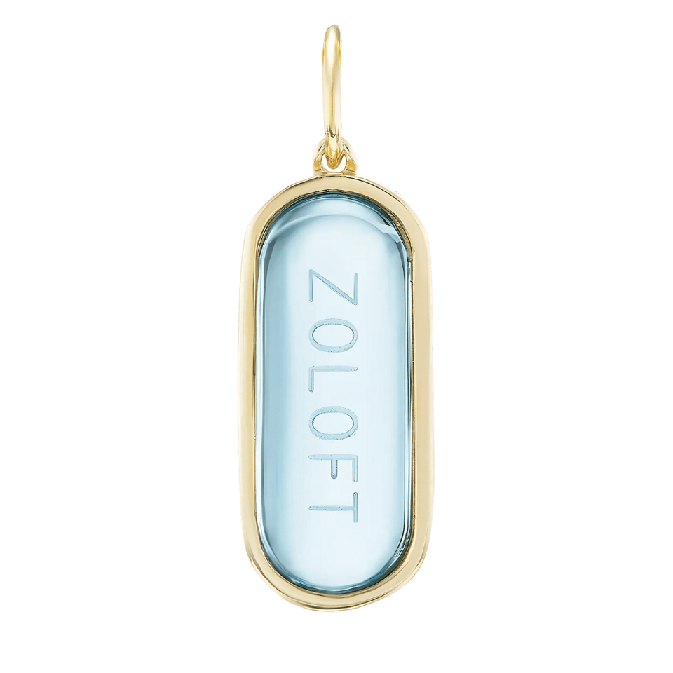 Mad Fine - Sky Blue Topaz Zoloft Necklace by Mad Fine - 14k Gold - ModernTribe