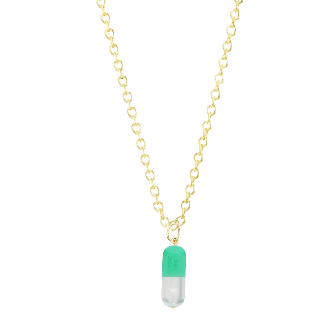 Mad Fine - Two - Tone Gemstone Prozac Necklace by Mad Fine - ModernTribe
