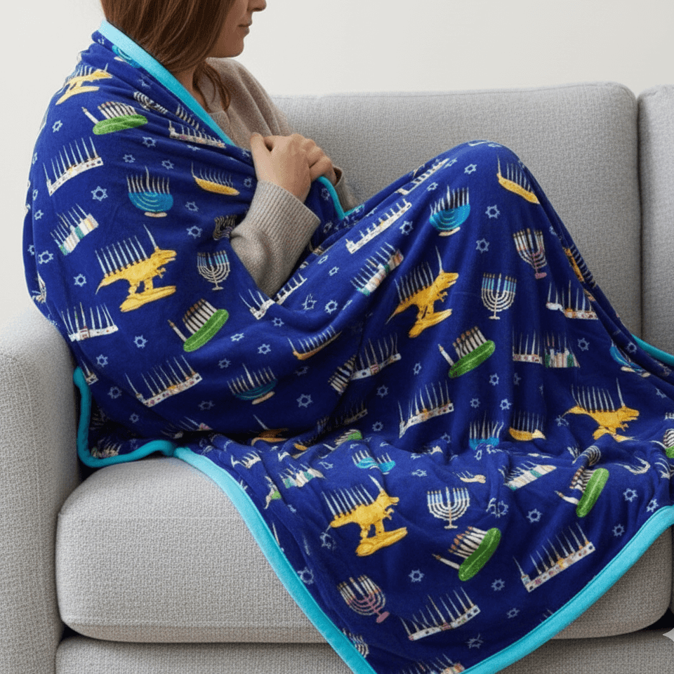 Amy Kritzer Becker - Hanukkah Many Menorahs Bamboo Blanket - ModernTribe