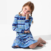 Bellabu Bear Dresses Hanukkah Fair Isle Bamboo Girls' Long Sleeve Dress by Bellabu Bear - (Sizes 2T - 14)