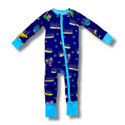Amy Kritzer Becker - Hanukkah Many Menorahs Bamboo Onesie Pajamas - (Baby Sizes 3M - 24M) - ModernTribe
