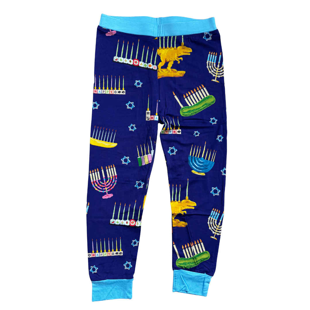 Amy Kritzer Becker - Hanukkah Many Menorahs Bamboo Pajamas - (Kids Unisex Sizes 2T - 14) - ModernTribe