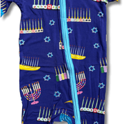 Amy Kritzer Becker - Hanukkah Many Menorahs Bamboo Onesie Pajamas - (Baby Sizes 3M - 24M) - ModernTribe