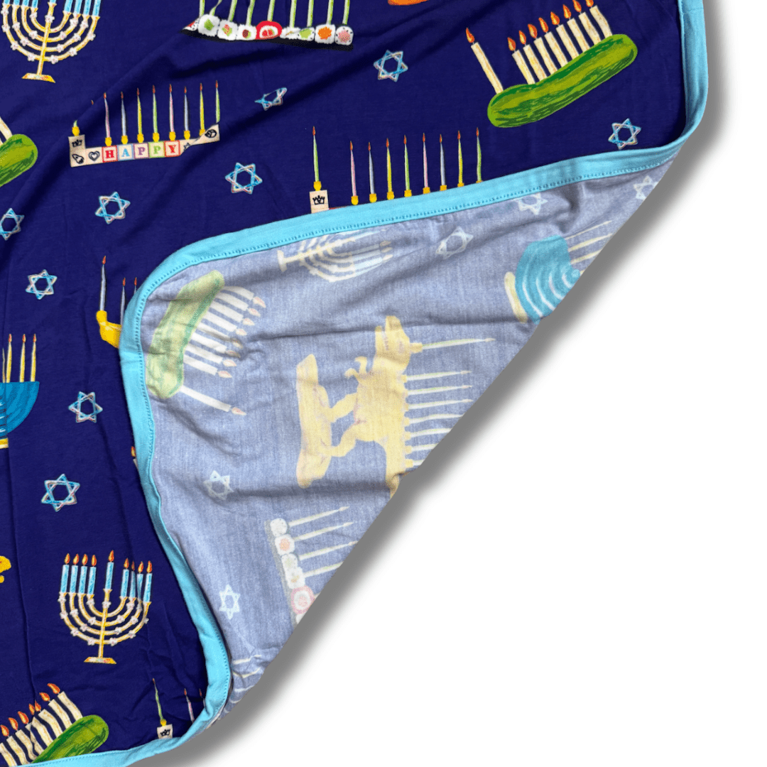 Amy Kritzer Becker - Hanukkah Many Menorahs Bamboo Blanket - ModernTribe
