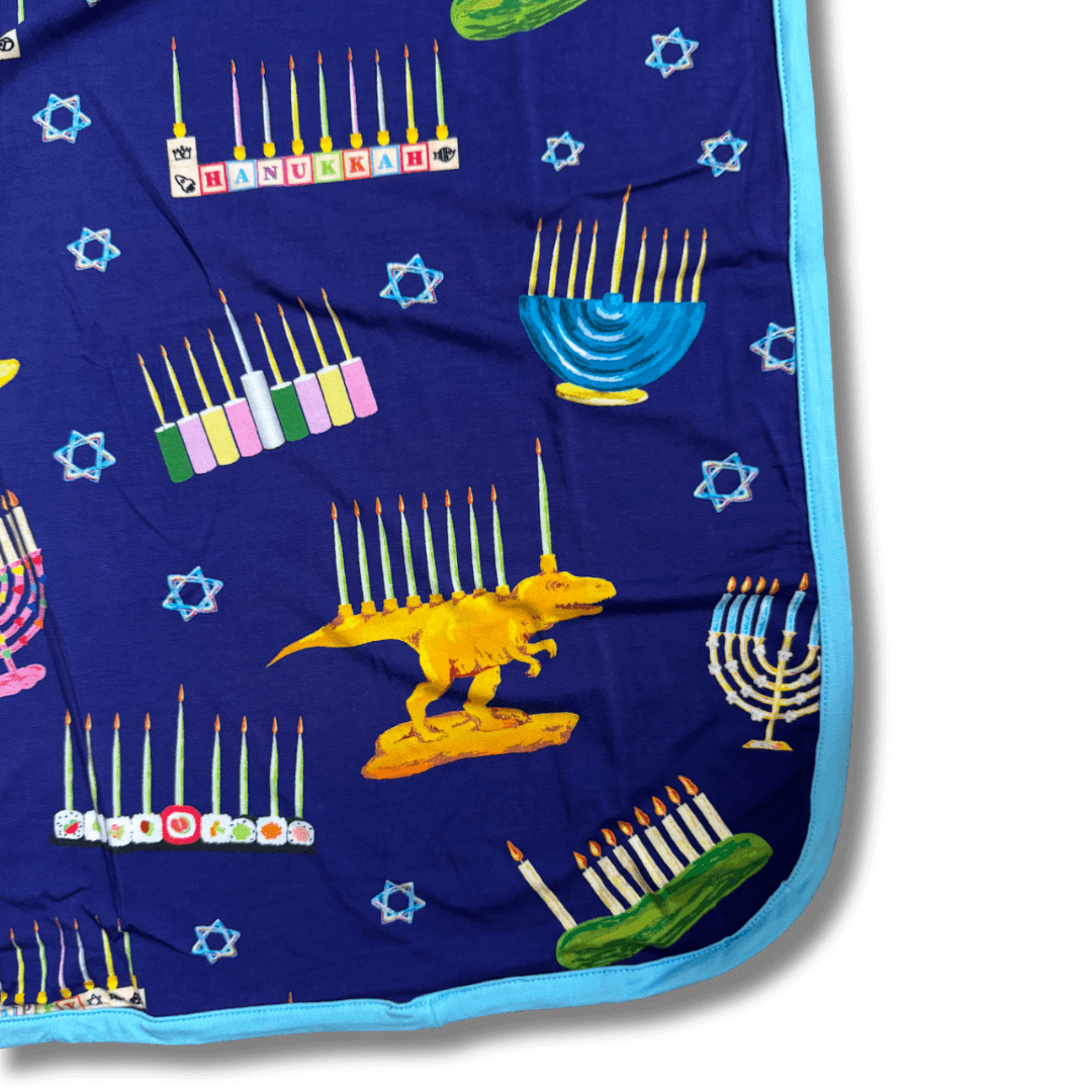 Amy Kritzer Becker - Hanukkah Many Menorahs Bamboo Blanket - ModernTribe
