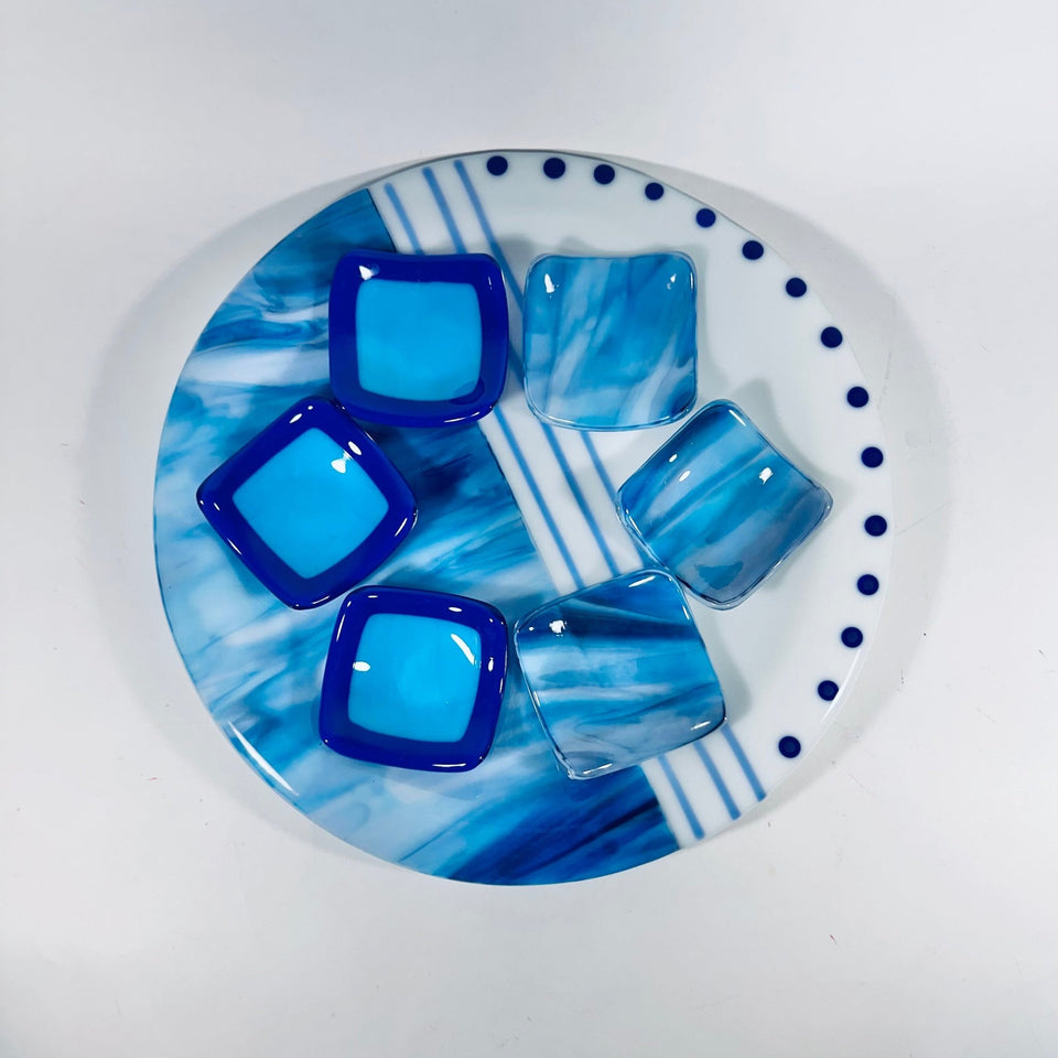 Jacki Cohen Glass Art Designs - Blue Breeze Seder Plate by Jacki Cohen - ModernTribe