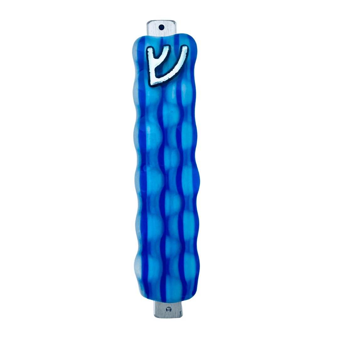 Jacki Cohen Glass Art Designs - Blue Illusions Mezuzah by Jacki Cohen - ModernTribe