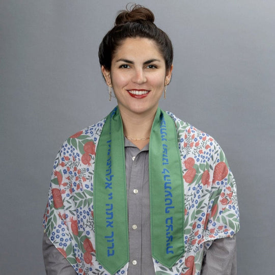 Blue, Red and Green Pomegranates Cotton Tallit