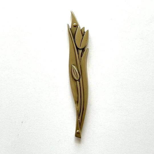 Brass Tulip Mezuzah By Emily Rosenfeld