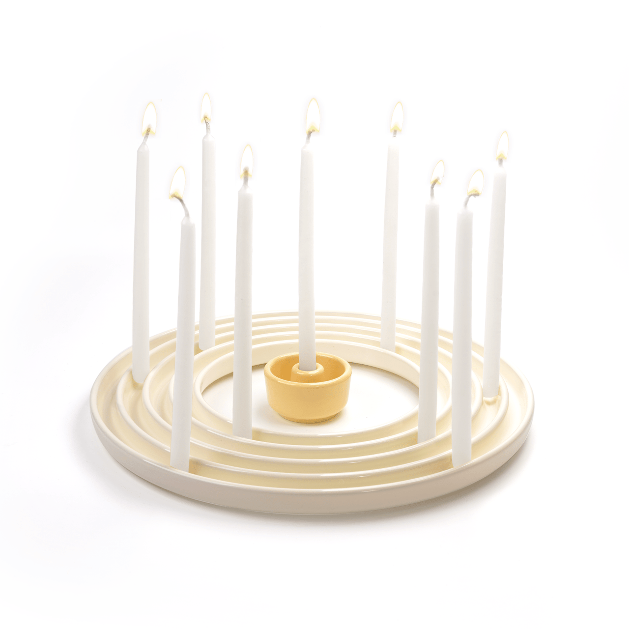 Tchotchke Judaica - Butter Ceramic Ripple Menorah - ModernTribe