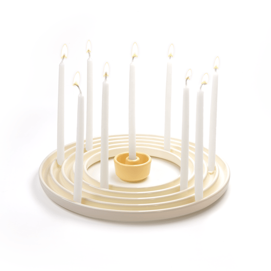 Butter Ceramic Ripple Menorah