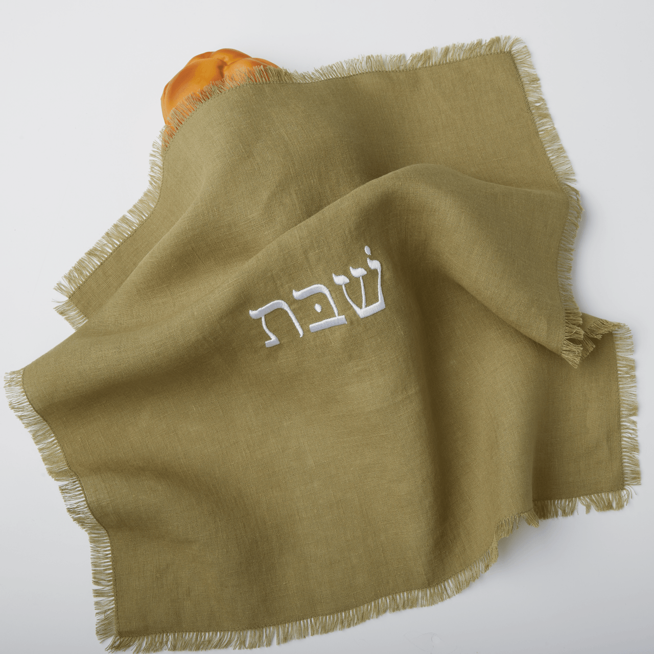 Oneg - Embroidered Linen Challah Cover - Olive Green - ModernTribe