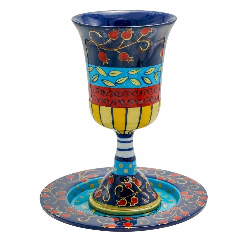 Yair Emanuel - Hand - Painted Pomegranates Kiddush Cup by Yair Emanuel - ModernTribe