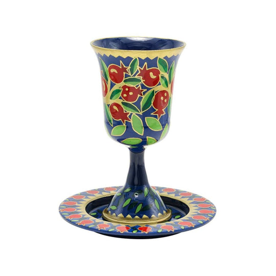 Hand-Painted Pomegranates Tree Kiddush Cup by Yair Emanuel