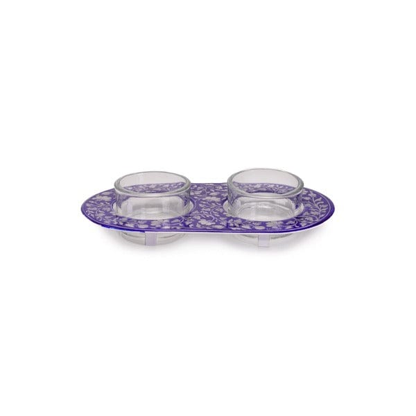 Yair Emanuel Candlesticks Floral Purple Tea Light Candle Holder by Yair Emanuel