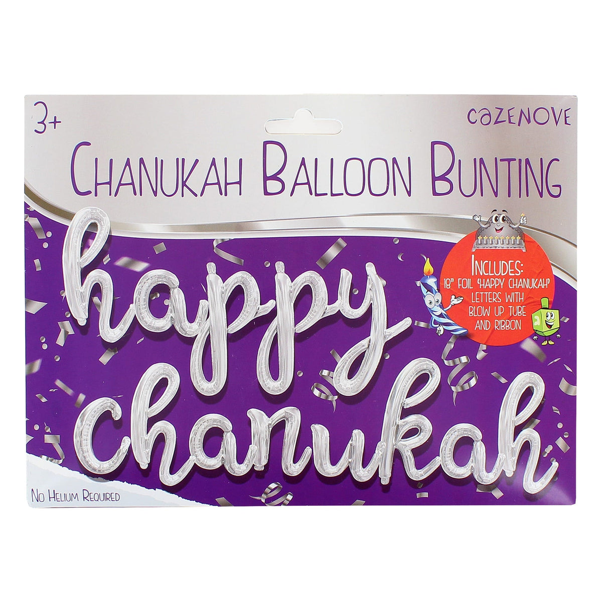 Cazenove Decorations Happy Chanukah Script Balloon Bunting - Silver