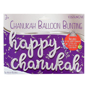Cazenove Decorations Happy Chanukah Script Balloon Bunting - Silver