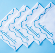 The Nosh Table Napkins Schmutz Dinner Napkins  - Set of 4 - (Blue or White)