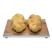 Yair Emanuel Challah Boards Wood and Metal Challah Board with Jerusalem by Yair Emanuel