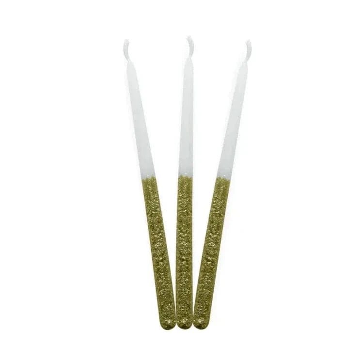 Cazenove - White and Gold Glitter Hanukkah Candles - ModernTribe