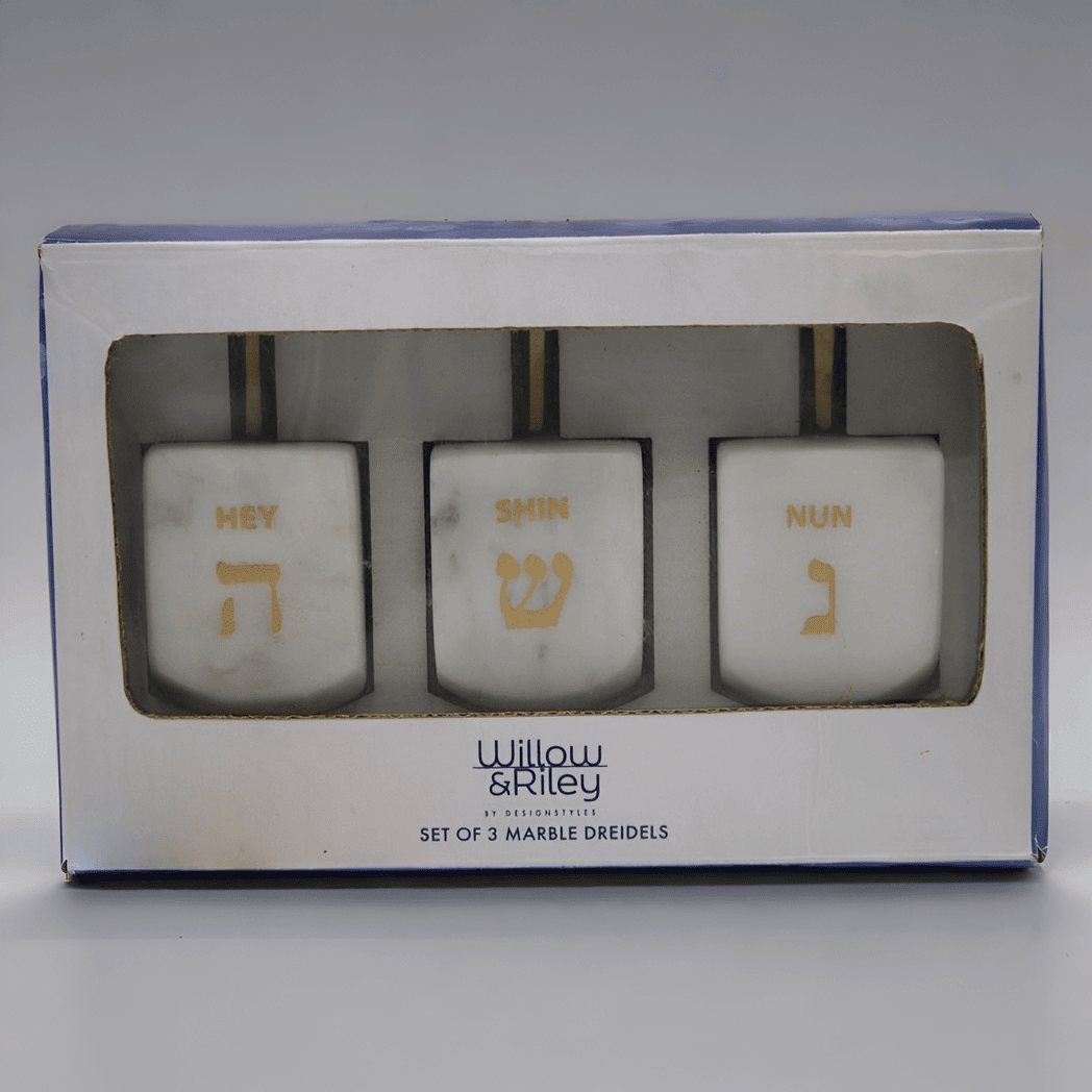 DesignStyles Home - Marble Dreidels with Brass Handles - Set of 3 - ModernTribe