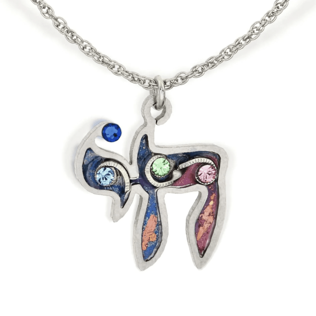 Seeka Necklaces Steel Seeka Swirling Silver Judaic Chai Necklace