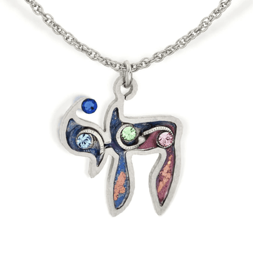 Seeka Necklaces Steel Seeka Swirling Silver Judaic Chai Necklace