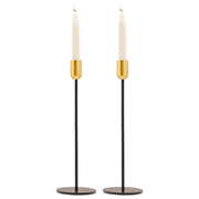 Yair Emanuel Candlesticks Sleek Black and Gold Shabbat Candlesticks by Yair Emanuel - 11" Tall