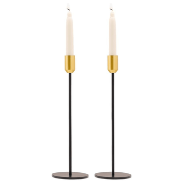 Yair Emanuel Candlesticks Sleek Black and Gold Shabbat Candlesticks by Yair Emanuel - 11" Tall