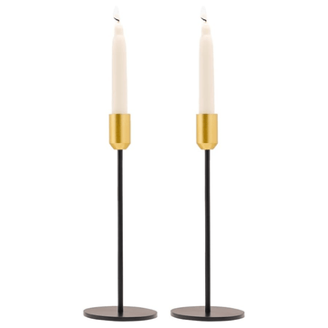 Yair Emanuel - Sleek Black and Gold Shabbat Candlesticks by Yair Emanuel - 9" Tall - ModernTribe